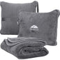 BlueHills Premium Soft Travel Blanket Pillow Airplane Flight Blanket Throw Bag Pillowcase Compact Large 2 in 1 Combo Warm Traveling Plane Essentials Portable Gifts Lightweight Grey Gray T007 - color: Gray-1pk-t007