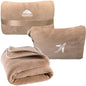 BlueHills Travel Blanket Pillow in Mini Soft Case Premium Plush Airplane Blanket Compact Luggage Belt and Backpack Clip Warm Plane Pillows Traveling Gifts Packable - Beige M06 - color: Beige-m06