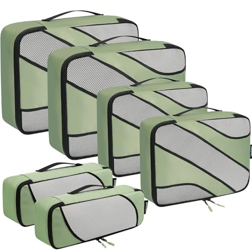BAGAIL 6 Set Packing Cubes,Travel Luggage Packing Organizers - color: The Matcha Green, style: 6 Set