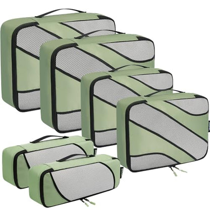 BAGAIL 6 Set Packing Cubes,Travel Luggage Packing Organizers - color: The Matcha Green, style: 6 Set