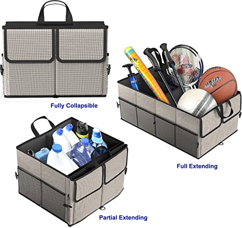 EPAuto Foldable Car Trunk Organizer for SUV, 3-Compartment with Removable Divider, Gray - color: Grey, size: 3-Compartment w/o Lids