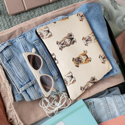 English Bulldog Dog Makeup Bag, English Bulldog Lovers Gifts Cosmetic Bag for Women, Dog Mom Lovers Owner Gifts for Women Christmas, Pet Lover Gift Zipper Travel Makeup Pouch for Purse - color: english bulldog