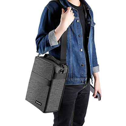 Neewer NW140S Waterproof Camera and Lens Storage Carrying Case 8.7x5.9x12.6 inches Soft Padded Bag for Canon Nikon Sony DSLR, 4 Lens or Flash, Trigger, Battery Accessories(Grey) - style: Nw140s