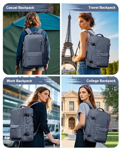 VGCUB Carry on Travel Backpack for Women Men Large Laptop Gym Work Frontier Airlines Personal Item Bag Business Airport Lightweight Backpack Flight Approved Mochilas de Viaje Grey Blue - color: Grey Blue, style: Large