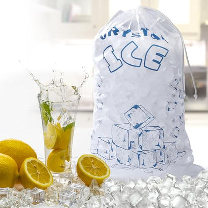Ice Bags 5lb with Drawstring, 50 Pack Plastic Ice Bags for Ice Storage - size: 5LB
