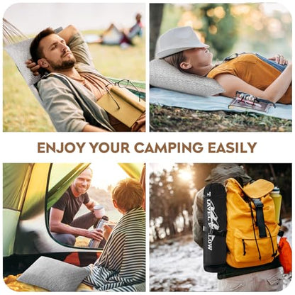 Shredded Memory Foam Pillow, Travel Size Pillow Camping Pillow Breathable and Soft, Ideal Car Backpacking Hiking Airplane - color: Light Gray, size: L-23 X 16 Inch