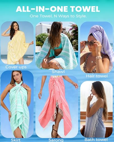 Antfuny Turkish Beach Towels Vacation Essentials Quick Dry Sand Free Soft Absorbent Extra Large XL Big Blanket Adult Pool Towel Lightweight Thin Sandless Fast Drying Compact No Sand Packable Foldable - color: Thinner Fuchsia, size: 72 x 36 inch