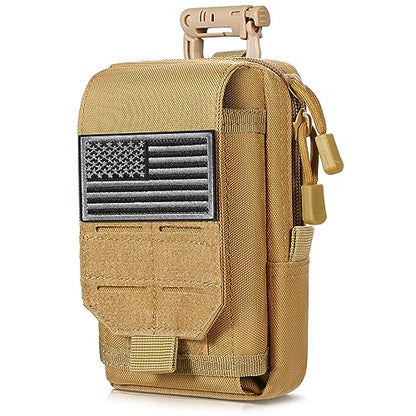 SOWHUP Tactical Molle Pouch Cell Phone Pouch Holster Small Utility EDC Pouch Gadget Organizer Bag - color: Tan1