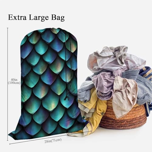 Swono Animal Skin Laundry Bags for Travel, Home, Camping and Gym 3D Print Seamless Texture of Dragon Scales 28" x 40", Football Grid Oxford Cloth - color: Animal Skin