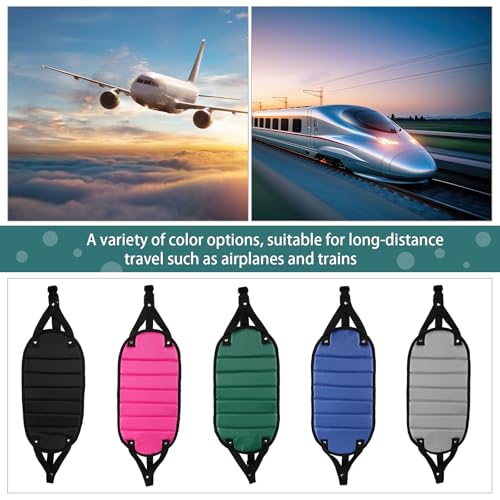 Yerliker Airplane Foot Hammock(Memory Foam) with Earplugs and Eye Mask Travel Necessities Adjustable Airplane Desk Foot Rest for Long Trip Pain and Swelling Relief(Green) - color: Green