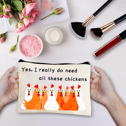 CREATCABIN Chicken Bags Travel Cosmetic Bag Zipper Pouch Multi Purpose Case Toiletry Packing Purse Storage for Keys Lipstick Card Woman Friends 10x7Inch-Yes, I Really Do Need All These Chickens - style: Chicken