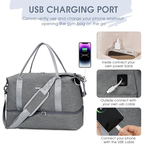 For Spirit Airlines Personal Item Bag Underseat Carry On Bag with Wet Pocket & Shoe Compartment & USB Charging Port - color: Grey