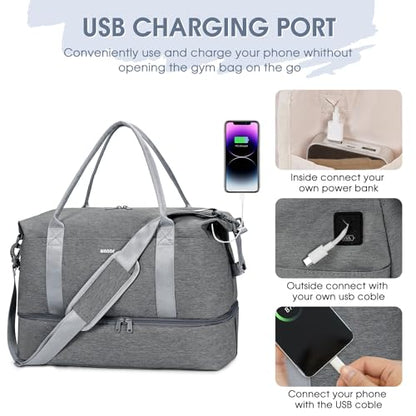 For Spirit Airlines Personal Item Bag Underseat Carry On Bag with Wet Pocket & Shoe Compartment & USB Charging Port - color: Grey