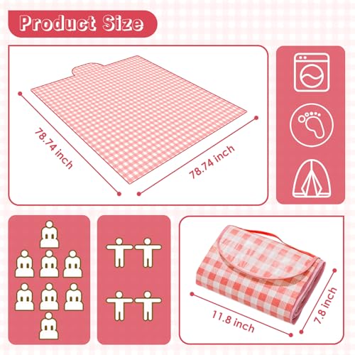Portable Picnic Blanket, Waterproof Sandproof Foldable Outdoor Mat with Handle for Beach, Camping, Hiking, Travel, and Family Concerts, Red - color: Red