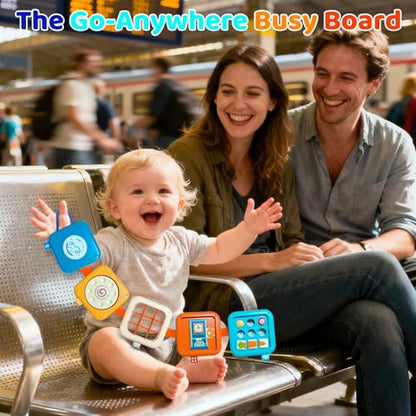 Montessori Busy Board for 1 Year Old, Airplane Toys for Babies 6-12 Months, Sensory Fine Motor Skills Activity Cube, Baby Travel Car Seat Toys for Toddler 1-3