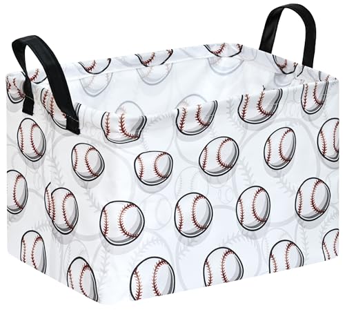 Kids Storage Basket Empty,Baseball Waterproof Storage Bins Organizer, Foldable Closet Shelf Baskets with handles for Women,Nursery Hamper Toys Box,Room Decorations - color: Baseball