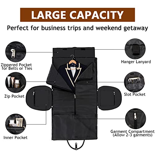 Garment Bag for Travel Convertible Carry On Garment Bag Large Travel Duffel Bags for Women 2 in 1 Hanging Suitcase Suit Travel Bags for Women & Men 3pcs Set - color: G-black Houndstooth