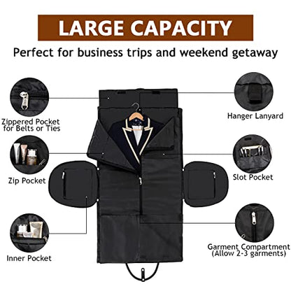 Garment Bag for Travel Convertible Carry On Garment Bag Large Travel Duffel Bags for Women 2 in 1 Hanging Suitcase Suit Travel Bags for Women & Men 3pcs Set - color: G-black Houndstooth