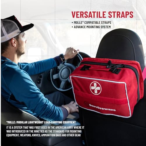 Surviveware 238 Pcs Comprehensive Premium Survival First Aid Kit - Medical Emergency Kit for Travel Camping Gear, Home Essentials & Outdoor Emergencies - Survival Kit - style: Large