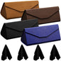 Flutesan 4 Pack Foldable Glasses Sunglasses Case PU Hard Shell Collapsible Eyeglasses Leather Case 4 Cleaning Cloths - color: Classic Color