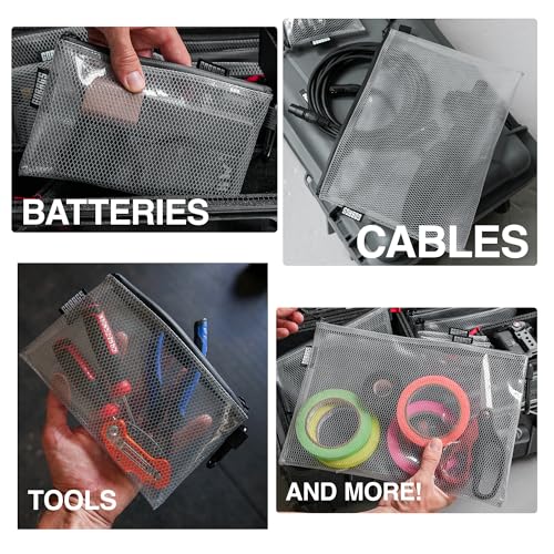GOBAGS Air Production Multi‑Size Clear Zipper Pouch (4‑Pack) – Cable Organizer & Travel Gear Bag for Electronics, Camera Accessories, Tool Pouch & Small Tech Storage - color: Black, size: Multi-Size