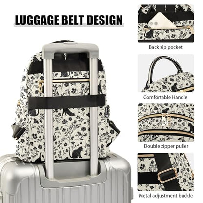 Women Fashion Backpack Purse Casual Lightweight Travel Shoulder Bag Flowers Cat Rucksack Ladies Bag, Medium - color: Color 01, size: Medium