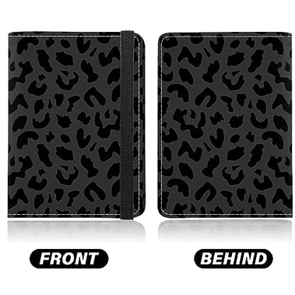 Cute Passport Holder and Holder Combo Passport Cover with RFID Blocking Women Men Compatible Wallet Credit Card Protector(Black Grey Leopard Cheetah Pattern) - color: Black-D2