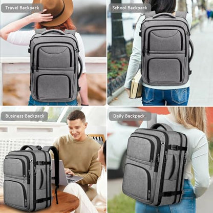 Extra Large Travel Backpack, Carry on Luggage Backpack TSA 18.4 inch Laptop Bag Flight Approved, Lightweight Business Luggage Bag, Travel Gifts for Men, Black - color: Grey, size: XX-Large