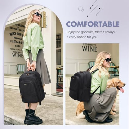 GOLF SUPAGS 15.6 Inch Women's Laptop Backpack, Water Resistant Work College Travel Daypack, Everyday Commuter Bag for Teacher Nurse (Black) - color: Black