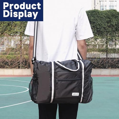 Arxus Foldable Tote Bag for Travel Expandable Lightweight Carry On Luggage 22L Packable Duffle Bag for Traveling - color: Gray