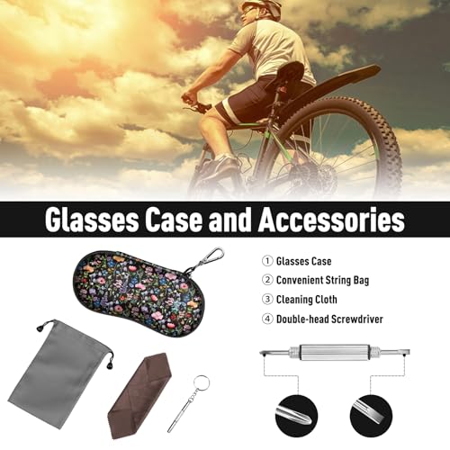 FINTIE Sunglasses Case, Hard EVA Shell Shockproof Sport Glasses Case with Metal Carabiner Travel Zipper Eyeglasses Holder - color: Z-black Floral