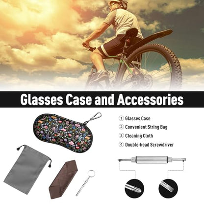 FINTIE Sunglasses Case, Hard EVA Shell Shockproof Sport Glasses Case with Metal Carabiner Travel Zipper Eyeglasses Holder - color: Z-black Floral