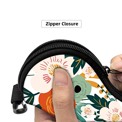 Sunglasses Soft Case with Carabiner Ultra Light Neoprene Zipper Glasses Case - color: Flower