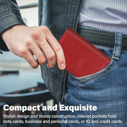 Business Credit Card Holders, Magnetic Sealing Anti Drop, PU Leather Debit Card Protector Organizer Case (Ruby Red) - color: Ruby Red