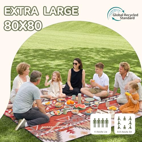 Waterproof Picnic Blanket Outdoor Camping Beach Mat Outside Rug Tent Floor Carpet Extra Large Foldable Sandproof Car Essential Roadtrip Gadget Rv Accessories Glamping Gear Must Haves Hiking Stuff Gift - color: Boho Brown