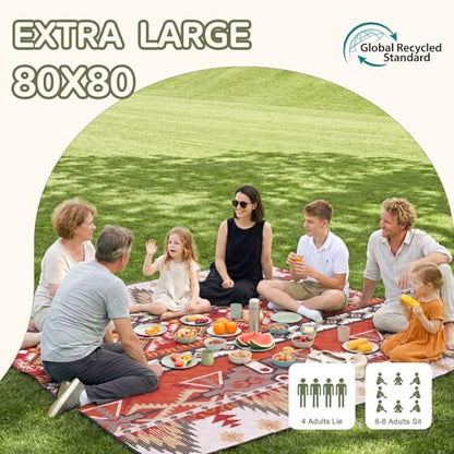 Waterproof Picnic Blanket Outdoor Camping Beach Mat Outside Rug Tent Floor Carpet Extra Large Foldable Sandproof Car Essential Roadtrip Gadget Rv Accessories Glamping Gear Must Haves Hiking Stuff Gift - color: Boho Brown