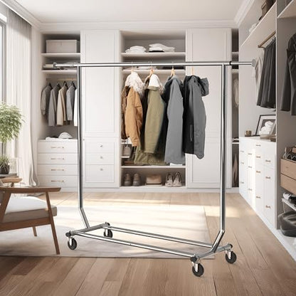 Simple Houseware Supreme Commercial Grade Clothing Garment Rack, Holds Up to 250 lbs, 50 to 75 Inches Extendable Rod, Chrome - color: Chrome, size: Commercial Grade