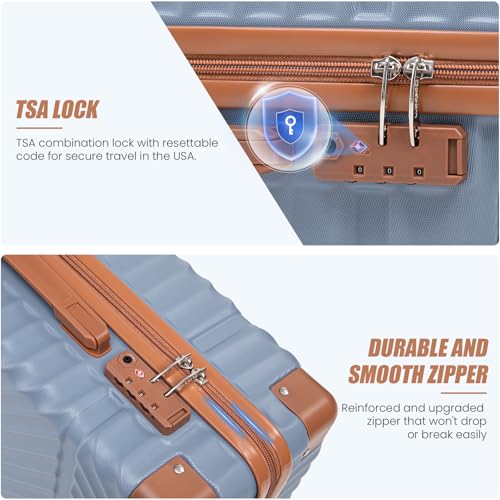 Cosbarn Carry On Luggage 22x14x9 Airline Approved, Hardside 20 Inch Carry on Suitcases with Wheels, Hard Shell ABS Lightweight Carry on Luggage Set, Travel Suitcase Set with TSA Lock, SkyBlue - color: SkyBlue, size: 3 Piece Sets (20/BP/TB)