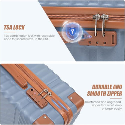 Cosbarn Carry On Luggage 22x14x9 Airline Approved, Hardside 20 Inch Carry on Suitcases with Wheels, Hard Shell ABS Lightweight Carry on Luggage Set, Travel Suitcase Set with TSA Lock, SkyBlue - color: SkyBlue, size: 3 Piece Sets (20/BP/TB)