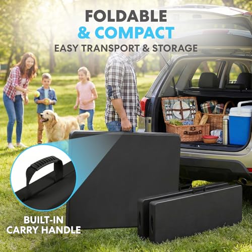 Simpli-Magic 6 Foot Folding Picnic Table Set with 2 Benches Portable Indoor Outdoor Camping Table for Working Meeting Party Picnic Weddings with Handle and Safety Locks Black - size: 6 feet Table Set