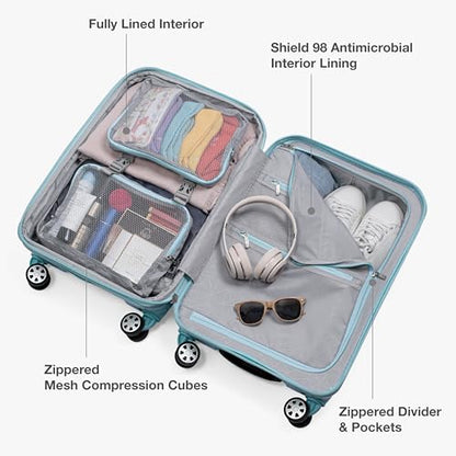 Traveler's Choice Pagosa Hardshell Expandable Luggage with Spinner Wheels, Baby Blue, 2-Piece Set (22/27) - color: Baby Blue, size: 2-Piece Set (22/27)