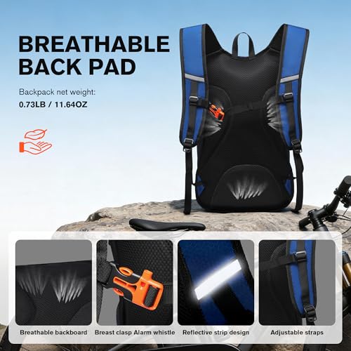 Ultra-Light Soft Daypack 15L/20L, Cushioned Breathable Back Panel Backpack, Lightweight Packable Travel Backpack (Blue, 20L) - color: Blue, size: 20L