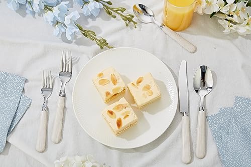 ANNOVA Silverware Set Stainless Steel Colorful Tableware Kitchen Flatware Set Utensils, Includes Dinner Knives, Forks, Spoons, Salad Forks & Dessert Spoons (Wood, 20 Pieces) - color: Wood