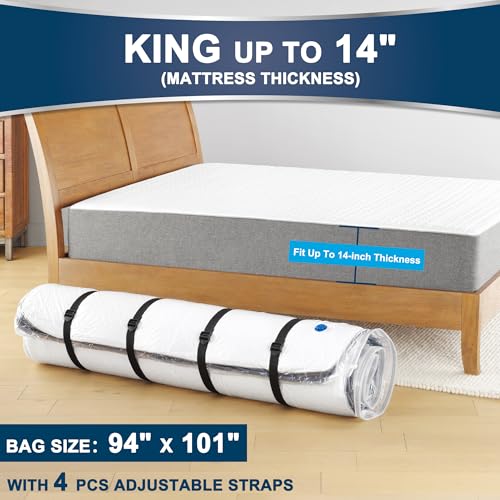 Vacuum Mattress Bag for Memory Foam and Latex - Sealed for Easy Movement, Transport and Storage (King/California King) - size: King/ Cal King