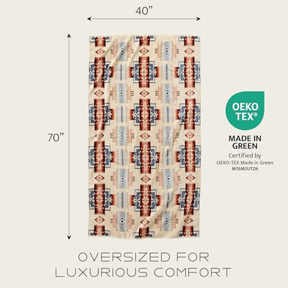 Pendleton Oversized Jacquard Spa Towels, 40 x 70 inches Bath Towels, 100% Cotton, Soft and Quick Dry for the Beach, Hot Tub, Pool - Los Ojos Black