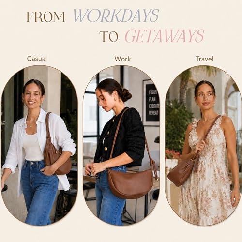 Mali&Lili Hobo Shoulder Bag for Women, Aria Convertible Crossbody Bags for Women, Vegan Leather purses, Shoulder Handbags - color: Chocolate