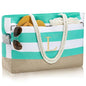 YOOLIFE Large Initial Beach Bag Waterproof Tote Zipper Bag Personalized Gifts for Women Her Birthday Travel Beach Essential - color: Light Blue, style: L