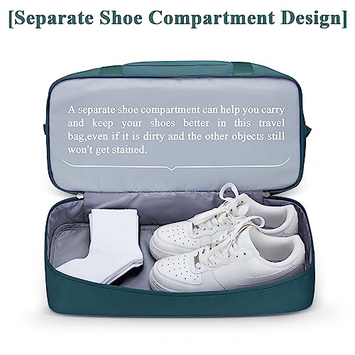 Travel Duffel Bag with Shoes Compartment, Overnight Weekender Bags for Women,Carry on Personal Item Bag，Extra Large - color: A-Peacock Blue, size: Extra Large