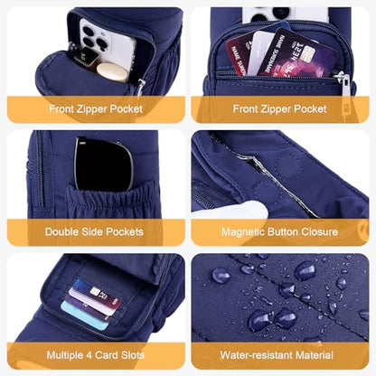 Water Bottle Bag 40 oz Crossbody Bag Insulated Carrier Purse Holder for Walking Hiking with Adjustable Strap - color: Blue