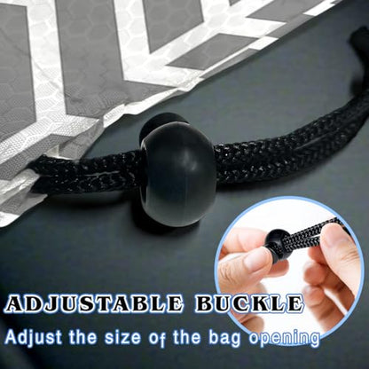 Car Trash Bag Hanging Back of Seat with Adjustable Snap Buckle Strap Cute Printed Drawstring Garbage Bags for Car-Grey White - color: Grey White Car Trash Bag